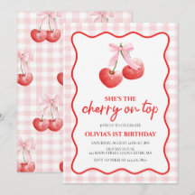 Cherry on Top Pink Bow preppy birthday