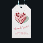 Cherry on Top Pink Heart Cake Bridal Shower Gift Tags<br><div class="desc">Add a charming finishing touch to your party favours with our Cherry on Top Pink Heart Cake Bridal Shower Gift Tags. Featuring a playful pink and red heart-shaped cake design, these gift tags are perfect for a fun and casual bridal shower. Fully customisable, you can add the bride-to-be’s name, a...</div>