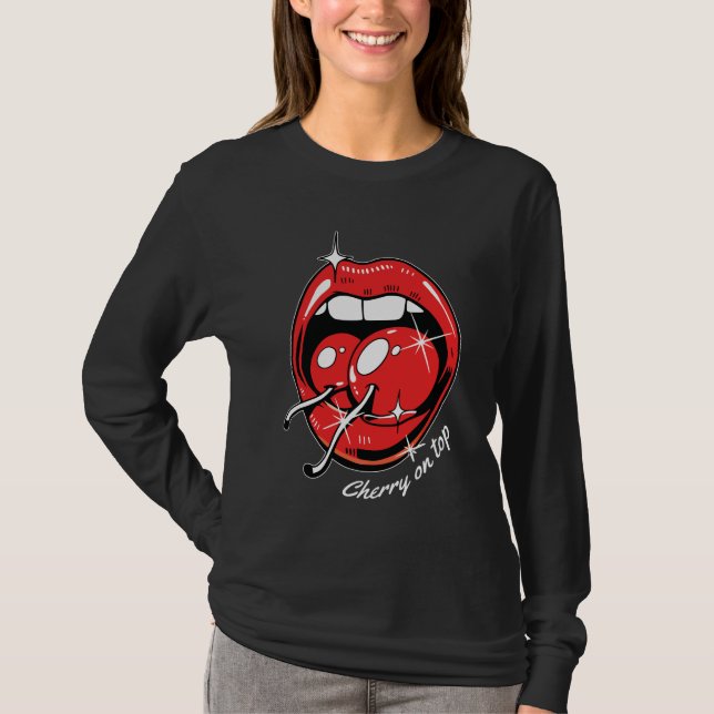 Cherry on Top Pop Art Red Lips & Juicy Cherries (Front)
