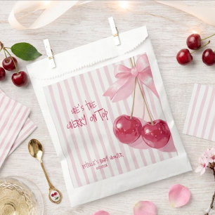 Cherry On Top Red Retro Bow Baby Shower Favour Bags