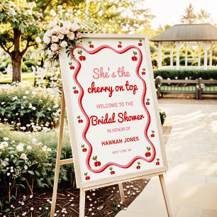 Cherry on top Retro Cherry Bridal Shower Welcome Poster