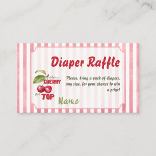 Cherry on Top Retro Pink Stripe Baby Shower Diaper Enclosure Card
