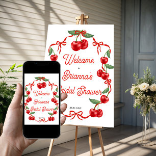 Cherry on top ribbon bridal shower welcome sign