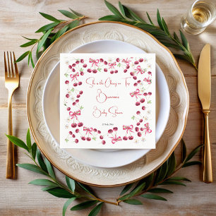Cherry on top ribbon coquette baby shower napkin