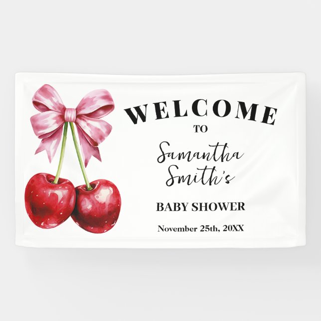 Cherry on top Welcome Baby Shower Banner (Horizontal)
