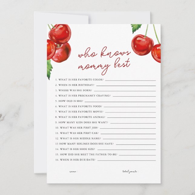 Cherry on top Who Knows Mummy Best Baby Shower Holiday Card (Front)