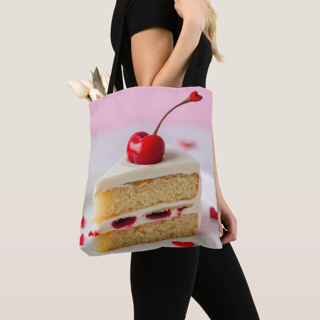 Cherry Ontop Vanilla Cake Shopping List Tote Bag (Close Up)