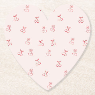  Cherry Outline Minimalism Paper Coaster