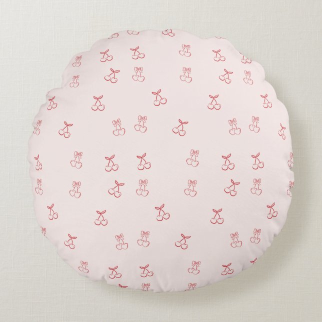 Cherry Outline Minimalism Round Cushion (Front)