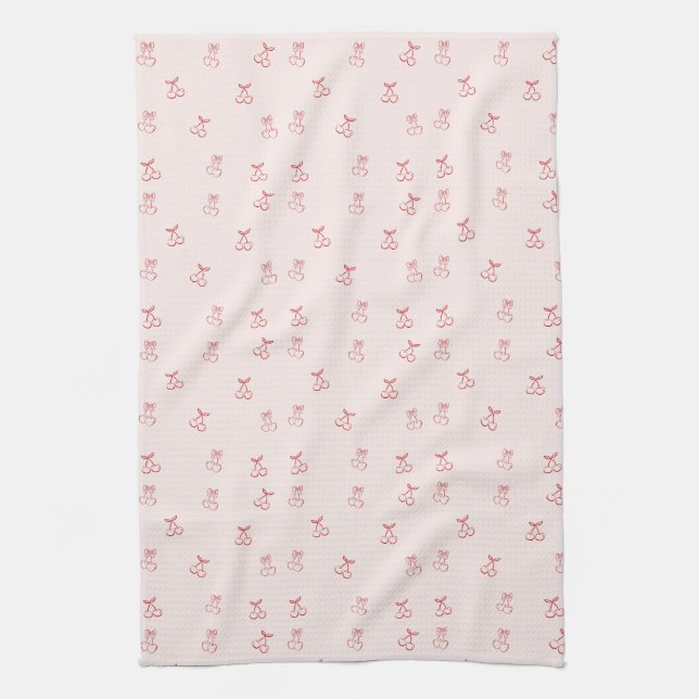 Cherry Outline Minimalism Tea Towel (Vertical)