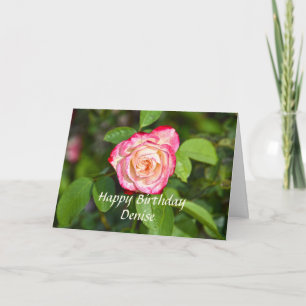 Cherry Parfait Rose Happy Birthday, Denise Card