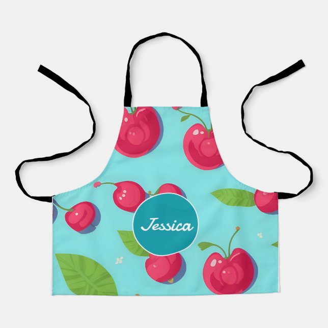 Cherry Pastel Colourful Personalised Pattern Apron (Front)