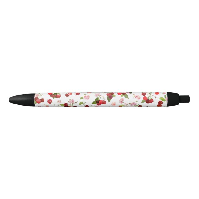 Cherry Pattern 1 Black Ink Pen (Front)