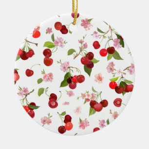Cherry Pattern 1 Ceramic Tree Decoration