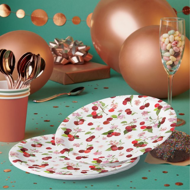 Cherry Pattern 1 Paper Plate (Multi)