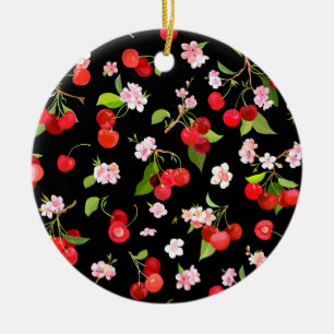 Cherry Pattern 2 Ceramic Tree Decoration