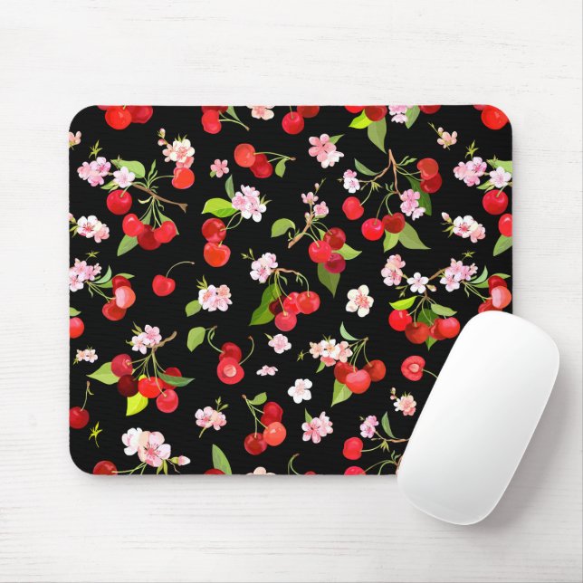 Cherry Pattern 2 Mouse Mat (With Mouse)