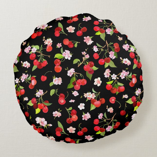 Cherry Pattern 2 Round Cushion (Back)