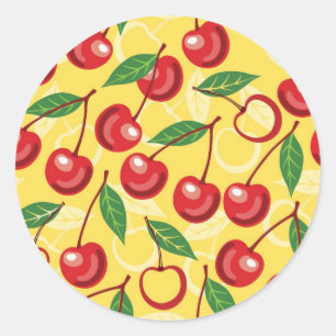 Cherry pattern classic round sticker