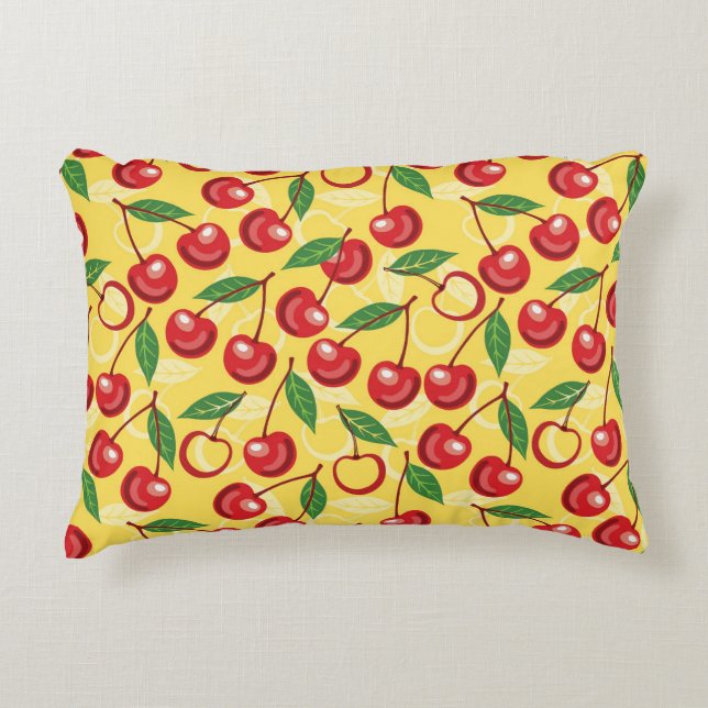 Cherry pattern decorative cushion (Front)