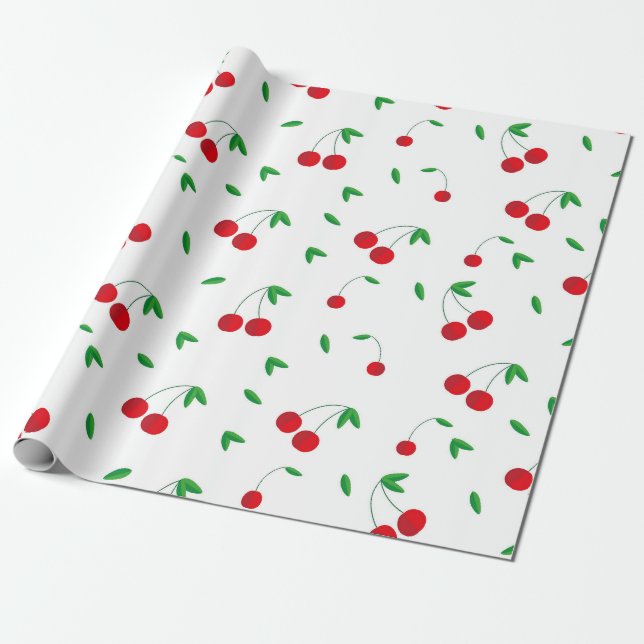 Cherry Pattern Easy Cherry Drawing Cherry Art Cher Wrapping Paper (Unrolled)
