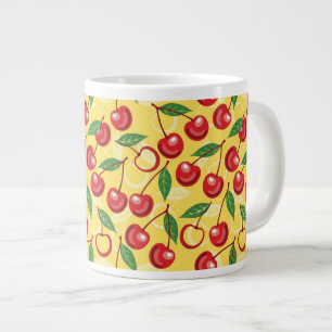 Cherry pattern large coffee mug