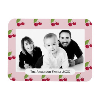 Cherry Pattern Pink Custom Photo Personalised Magnet