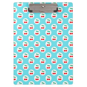 Cherry Pattern – Retro Fruit Gift & Decor Clipboard