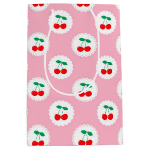 Cherry Pattern – Retro Fruit Gift & Decor Medium Gift Bag