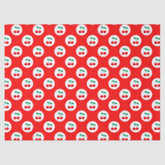 Cherry Pattern – Retro Fruit Gift & Decor Tissue Paper (Front)