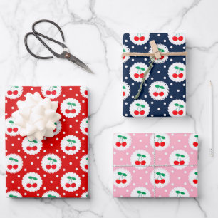 Cherry Pattern – Retro Fruit Gift & Decor Wrapping Paper Sheet