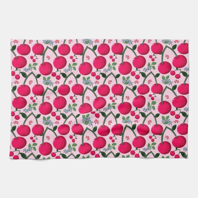Cherry pattern  tea towel (Horizontal)