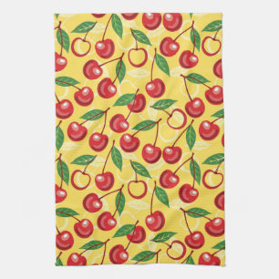 Cherry pattern tea towel
