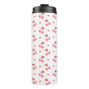 Cherry Pattern with Hearts Thermal Tumbler