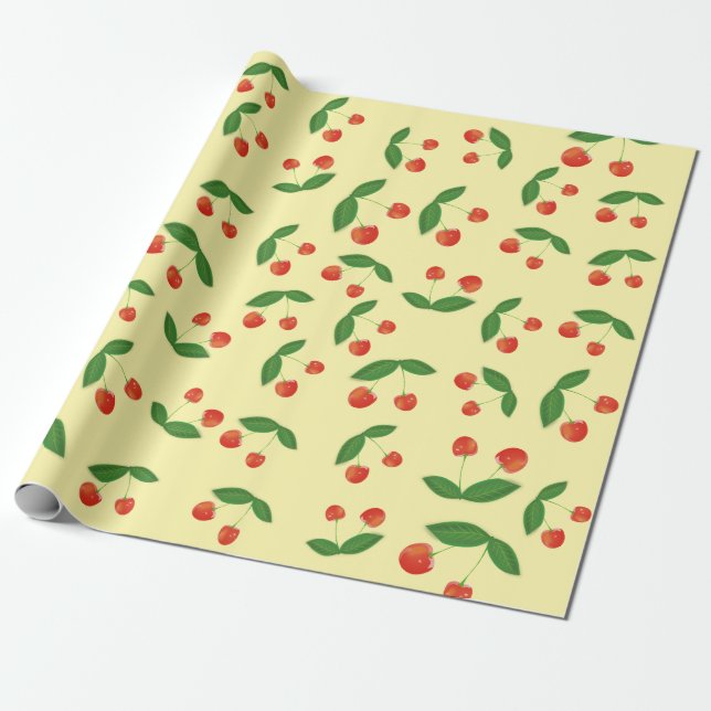 Cherry Pattern Wrapping Paper (Unrolled)