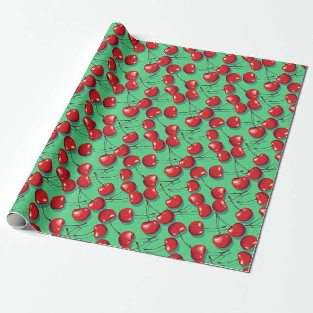 Cherry Pattern Wrapping Paper (Unrolled)