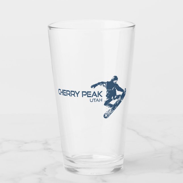 Cherry Peak Resort Utah Snowboarder Glass (Front)