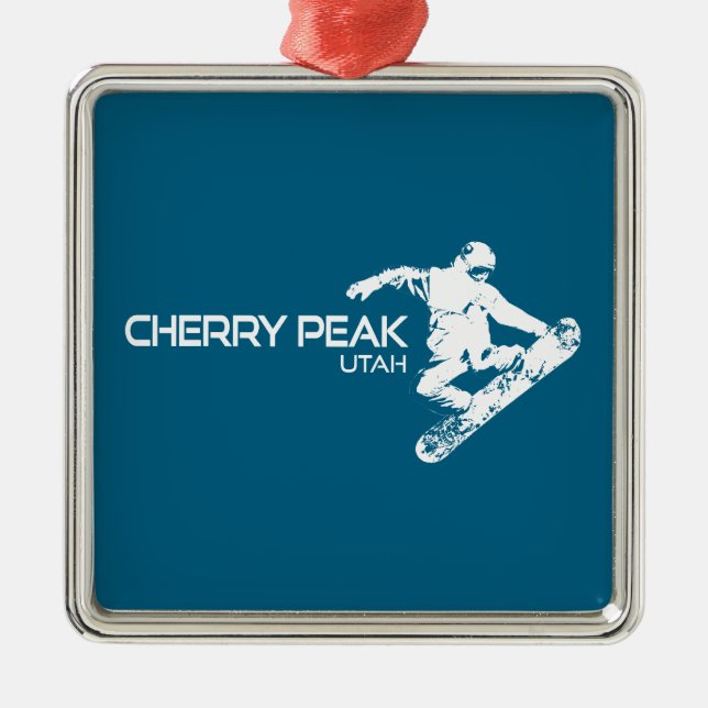 Cherry Peak Resort Utah Snowboarder Metal Tree Decoration (Front)