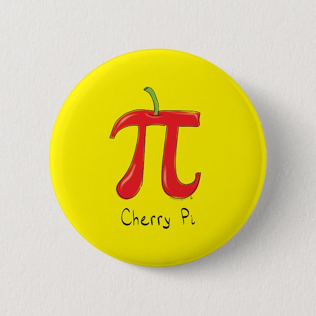 Cherry Pi Cute Math Pi Day Button Pin (Front)