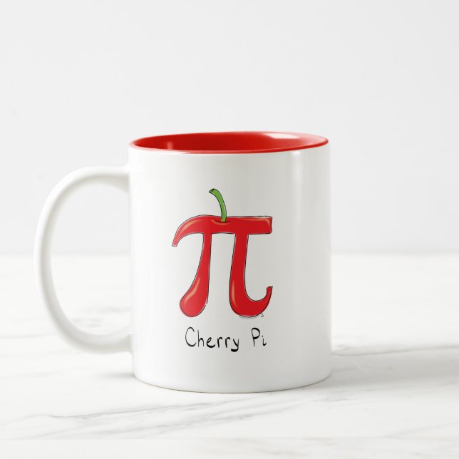 Cherry Pi Cute Math Pi Day Coffee Mug (Left)