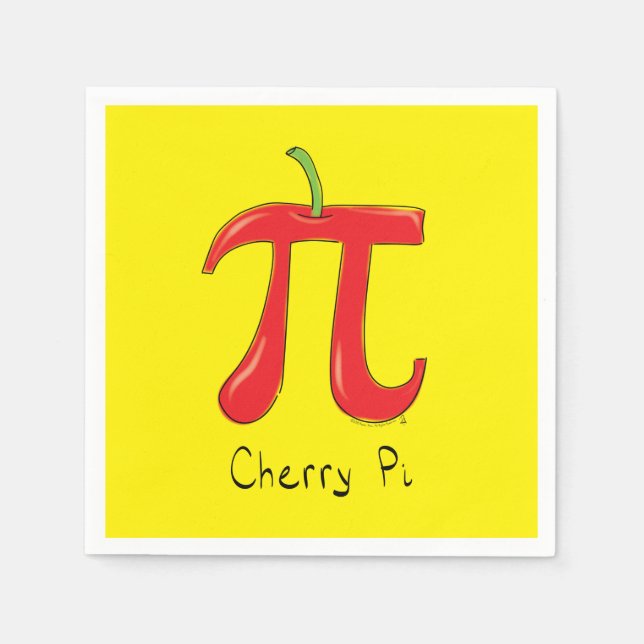 Cherry Pi Cute Math Pi Day Party Napkins (Front)