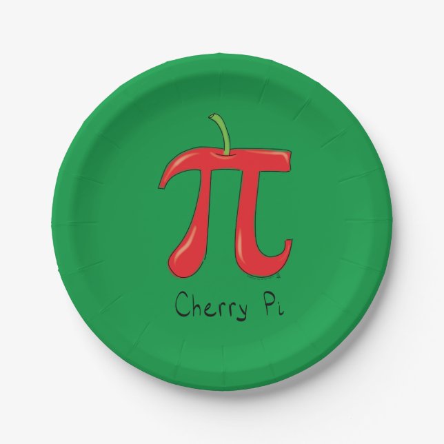 Cherry Pi Cute Math Pi Day Party Paper Plates (Front)