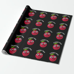 Cherry Pick Funny Fruit Pun Dark BG Wrapping Paper