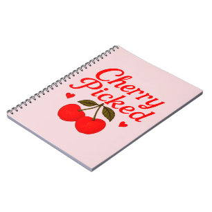 Cherry Picked Hearts Romantic Cottagecore Pink Notebook