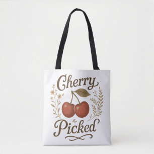Cherry Picked Trendy Cottagecore Graphic Tote Bag