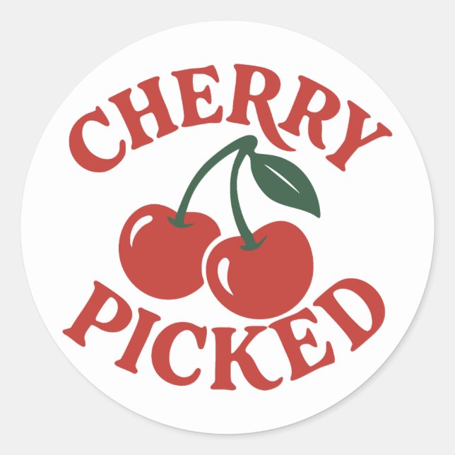 Cherry Picked Trendy Retro Fruit Graphic Classic Round Sticker (Front)