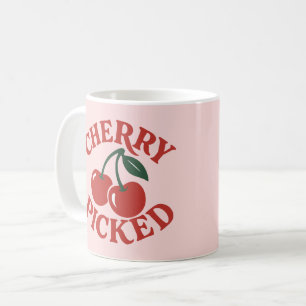 Cherry Picked Trendy Retro Fruit Graphic Pink Coffee Mug