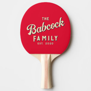 Cherry Picking Pink Retro Family Name & Year Ping Pong Paddle