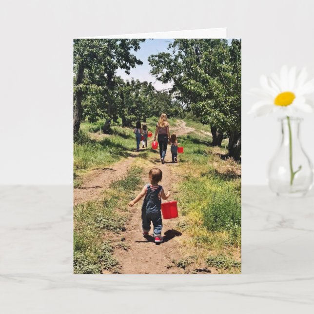 Cherry Picking Time Greeting Card (Small Plant)