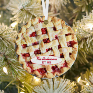Cherry Pie Baker Personalised  Metal Tree Decoration